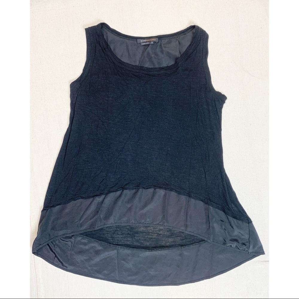 BCBG Satin trim Hi lo tank